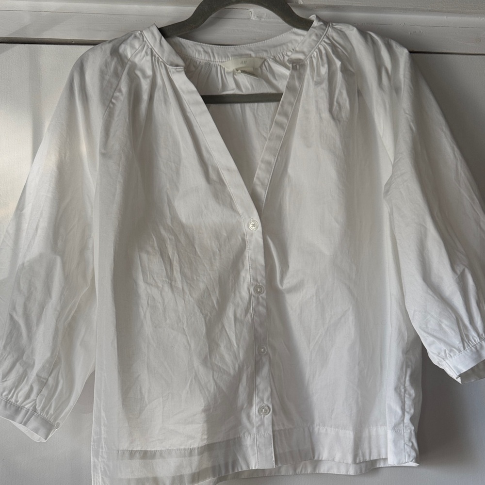 Women's White Button-Up Blouse poplin H&M size small